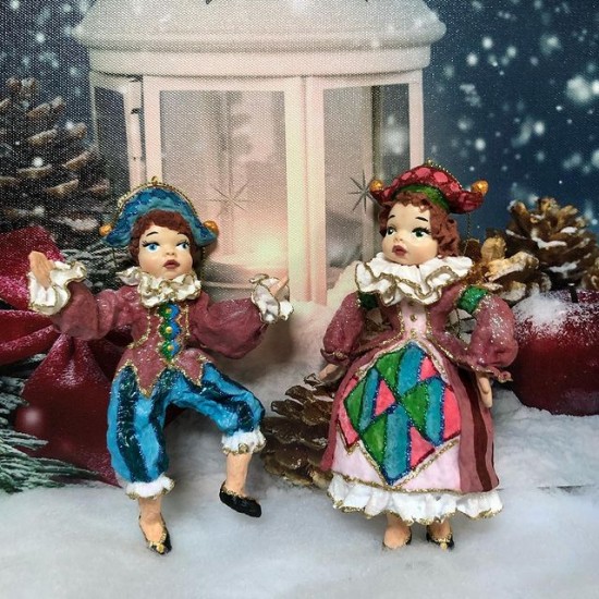 Christmas tree toy Harlequins (Boy and Girl)